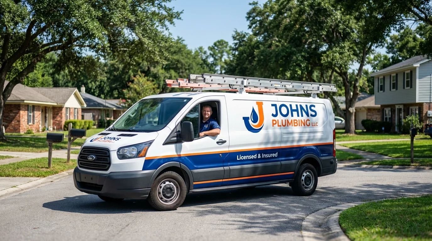 Johns Plumbing LLC service van in Crozet, VA