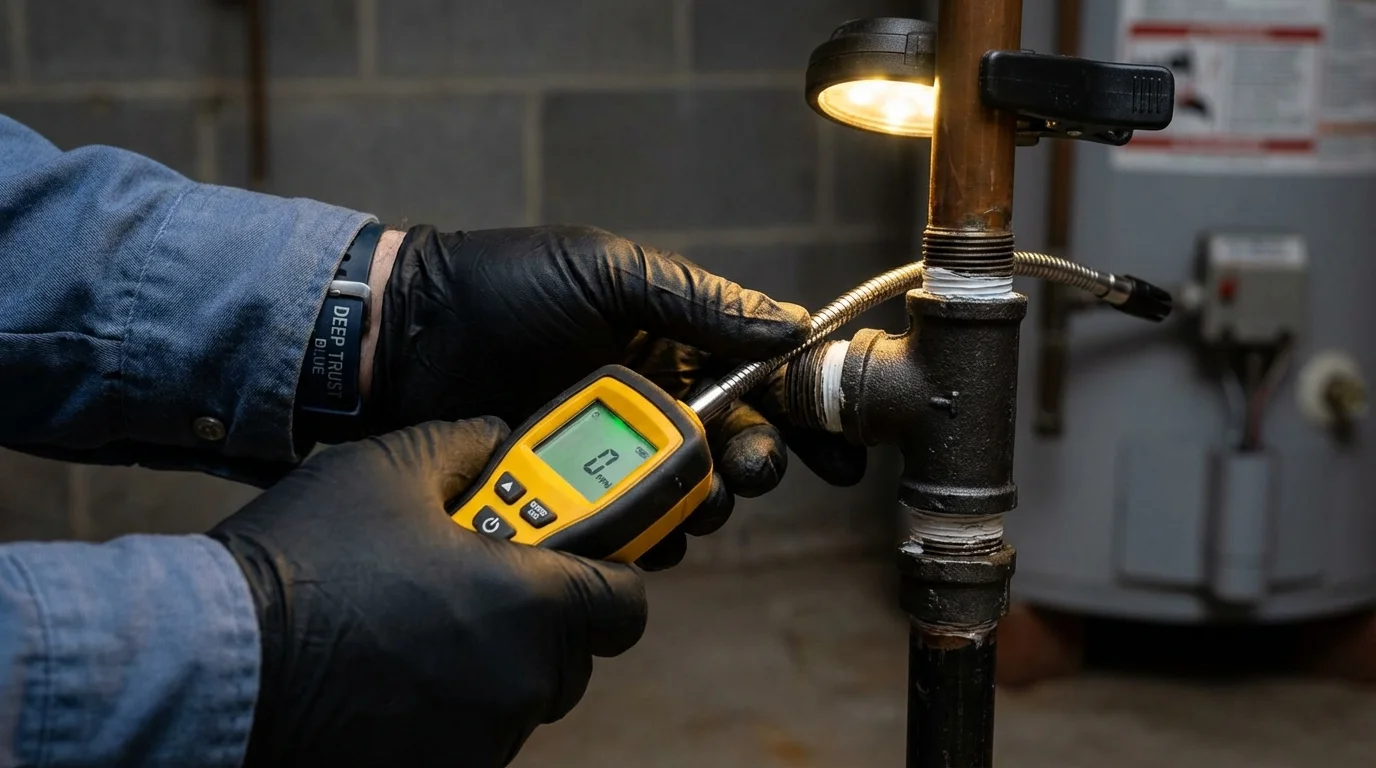 Gas leak detection with electronic sniffer by Johns Plumbing LLC in Crozet