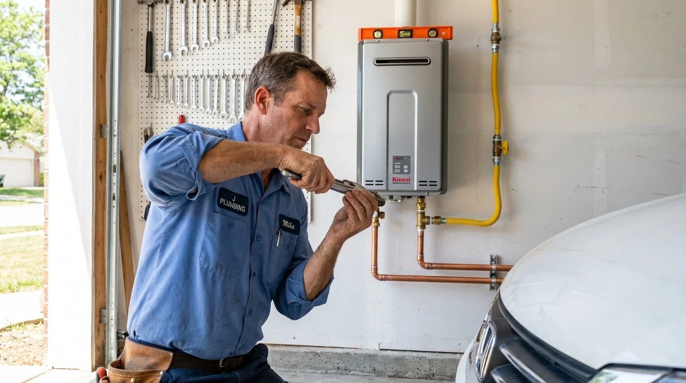 Tankless water heater installation by a Johns Plumbing LLC plumber in Crozet